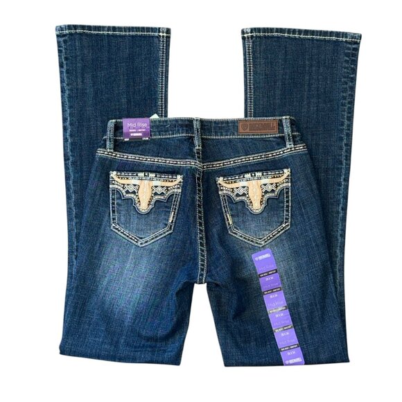 Rock & Roll Denim Mid Rise Bootcut Longhorn Women's Western Jeans (26x34) NEW - Picture 1 of 13